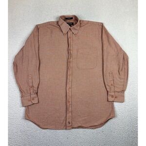 Nordstrom Shirt Mens Medium Orange Plaid Cotton Long Sleeve Button Up Casual